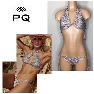 New. PQ shimmer paisley bikini. D-cup/L-bottom. Retails $152